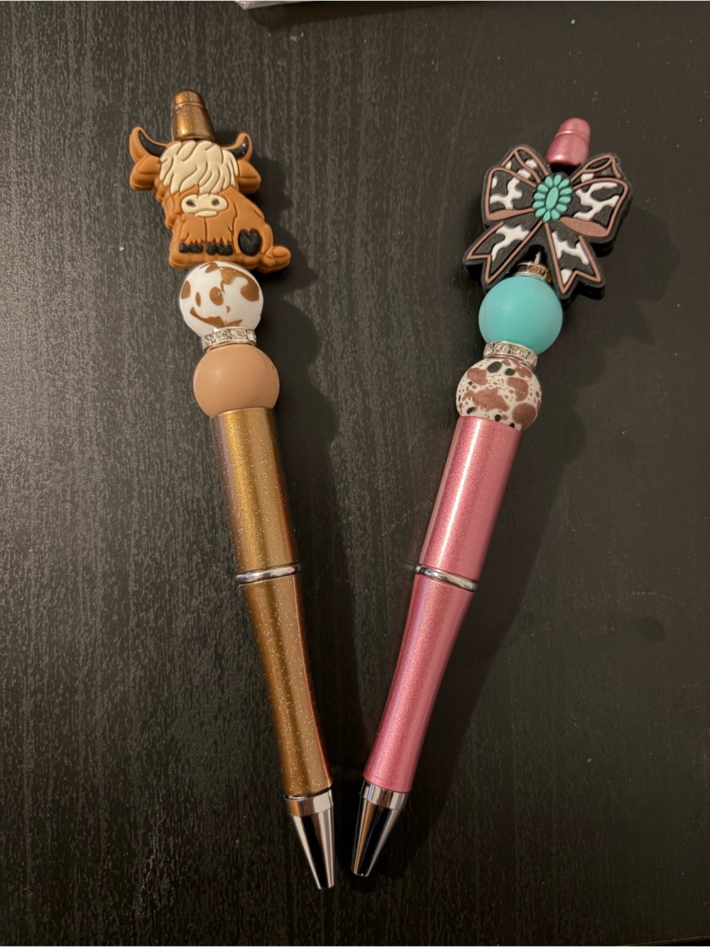 Pink and brown pen set